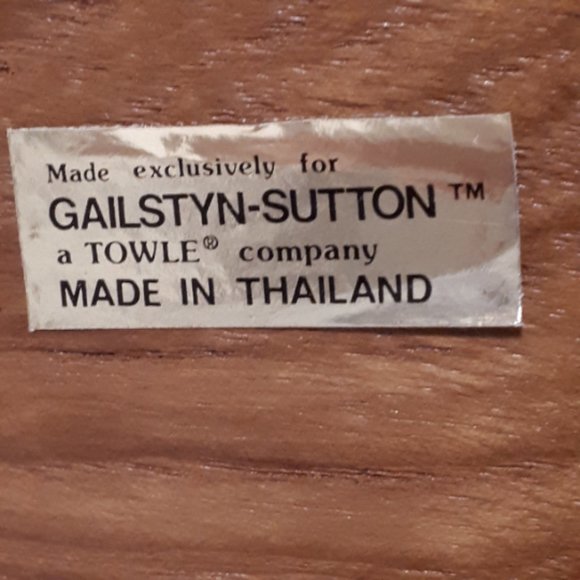 MCM Wood Cheese Board Pink Tulips Ceramic Middle Gailstyn-Sutton 1960's - Picture 6 of 6